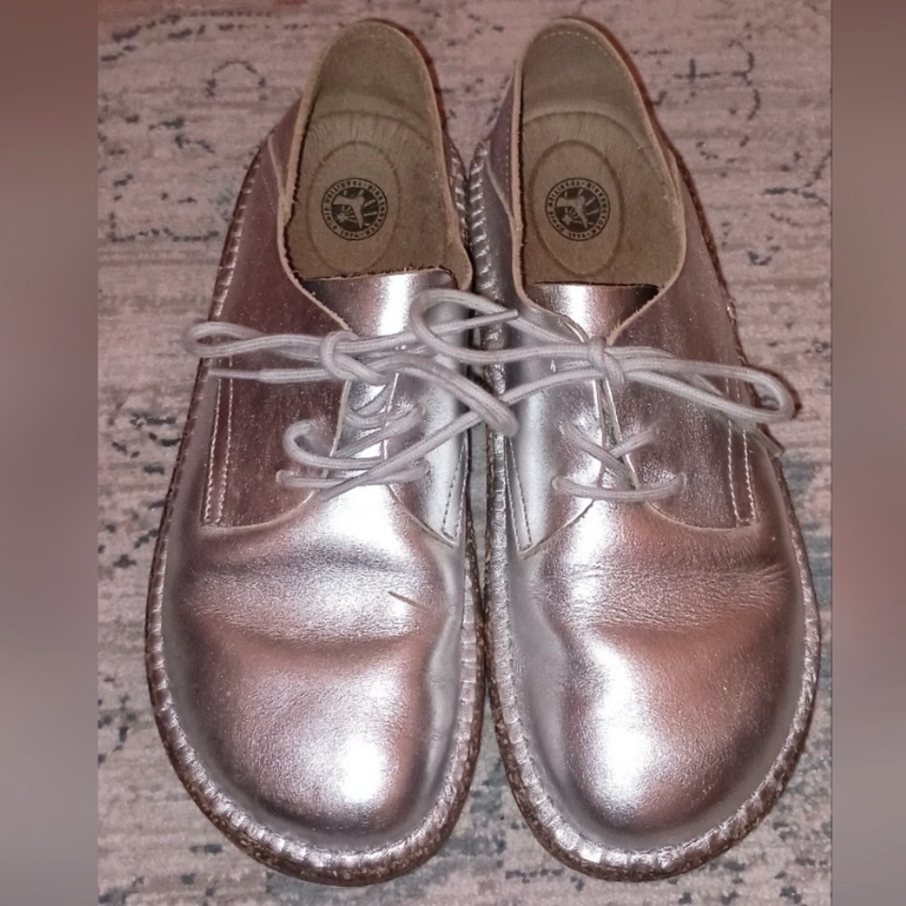 Birkenstock Gary silver lace Up Oxford Leather Shoes Women's 39